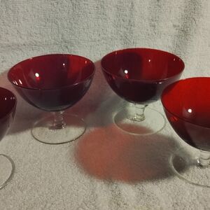 Set of 4 vintage ruby red sherbet goblets